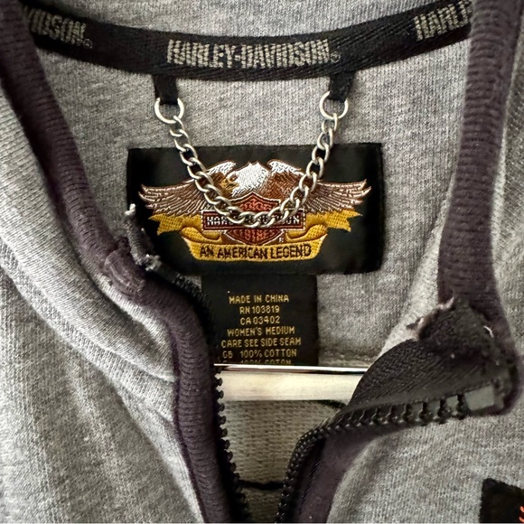 HARLEY DAVIDSON Grey Fleece Logo Zip Up Sleeveless Vest Women's Size Medium M - Picture 5 of 6